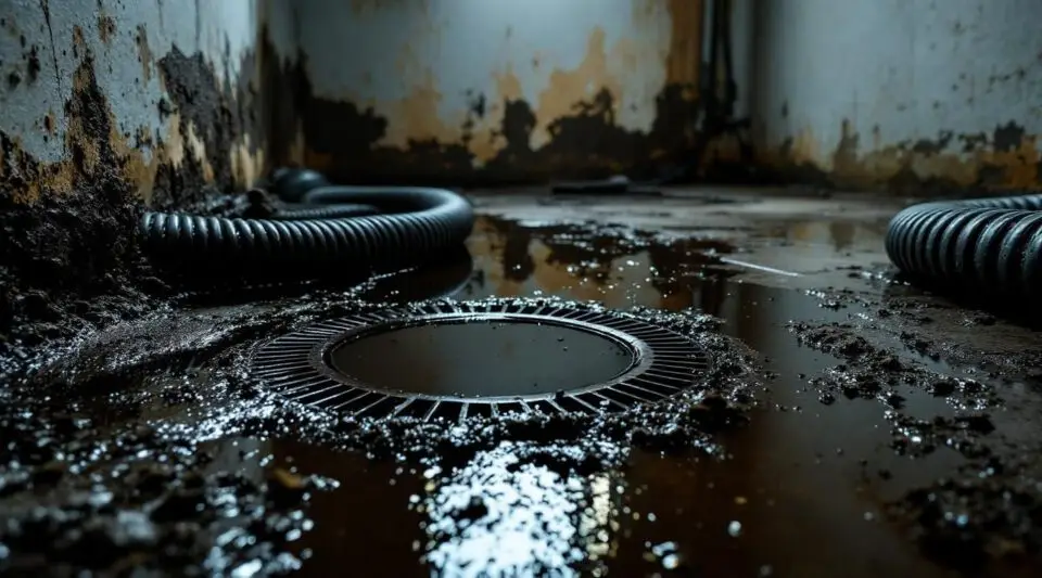 Professional restoration technician in full protective gear sanitizing a residential floor after a sewage backup in Honolulu.