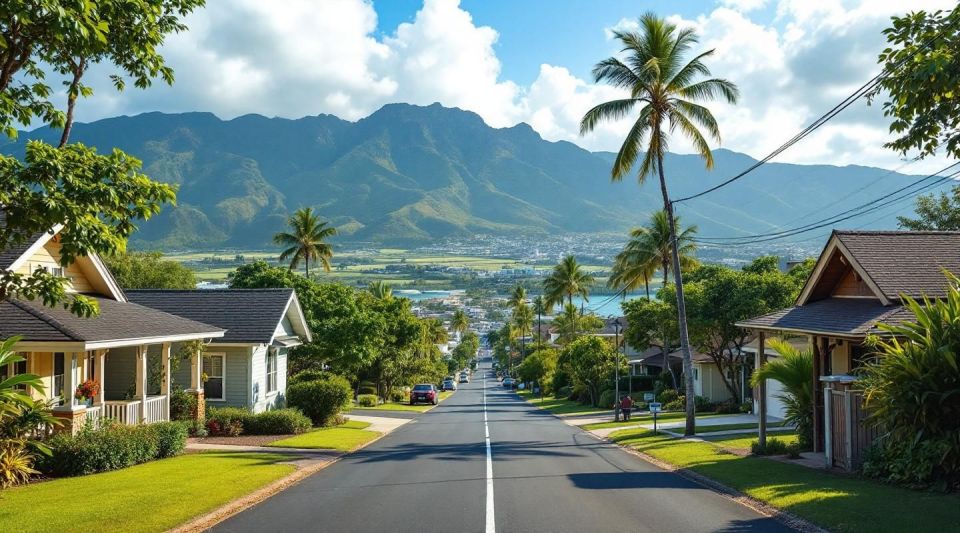 A professional restoration vehicle parked on a quiet Kaneohe residential street with the lush Ko'olau Mountains in the background.