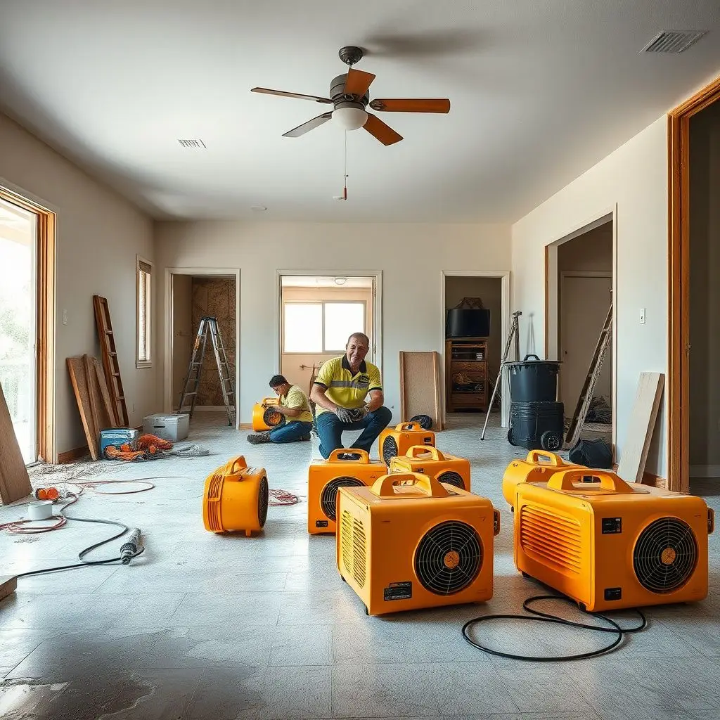 A clean, organized restoration setup inside a Kapolei home featuring high-efficiency dehumidifiers and air movers.